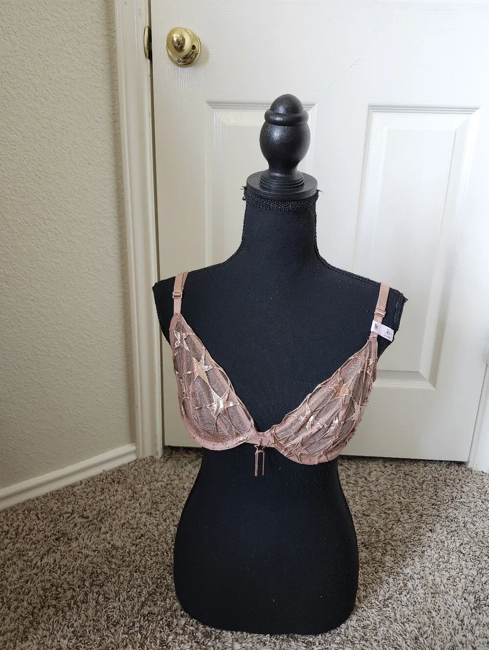 Victoria's Secret Very Sexy Demi Rose Gold Star Mesh Lowcut Bra 36C